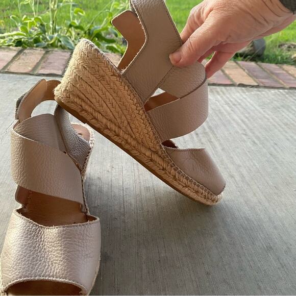 Kanna Cream Leather Espadrilles with Crossover Straps and Wedge Heel size 8.5 - Picture 6 of 10